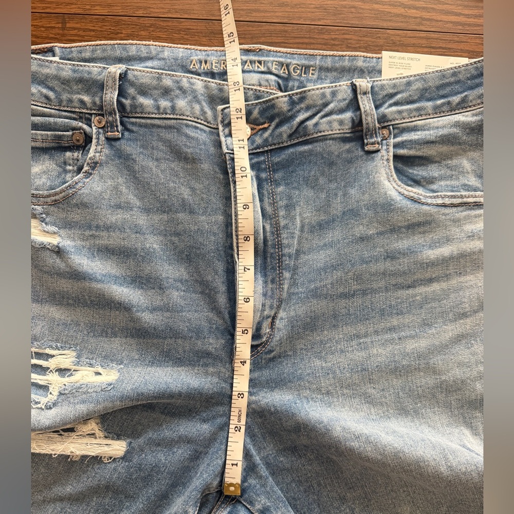 American Eagle Outfitters Light Blue Distressed Flare Jeans - Picture 7 of 8